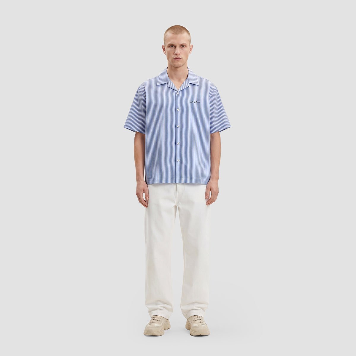 Curva Poplin Manica Corta Azzurro Chiaro