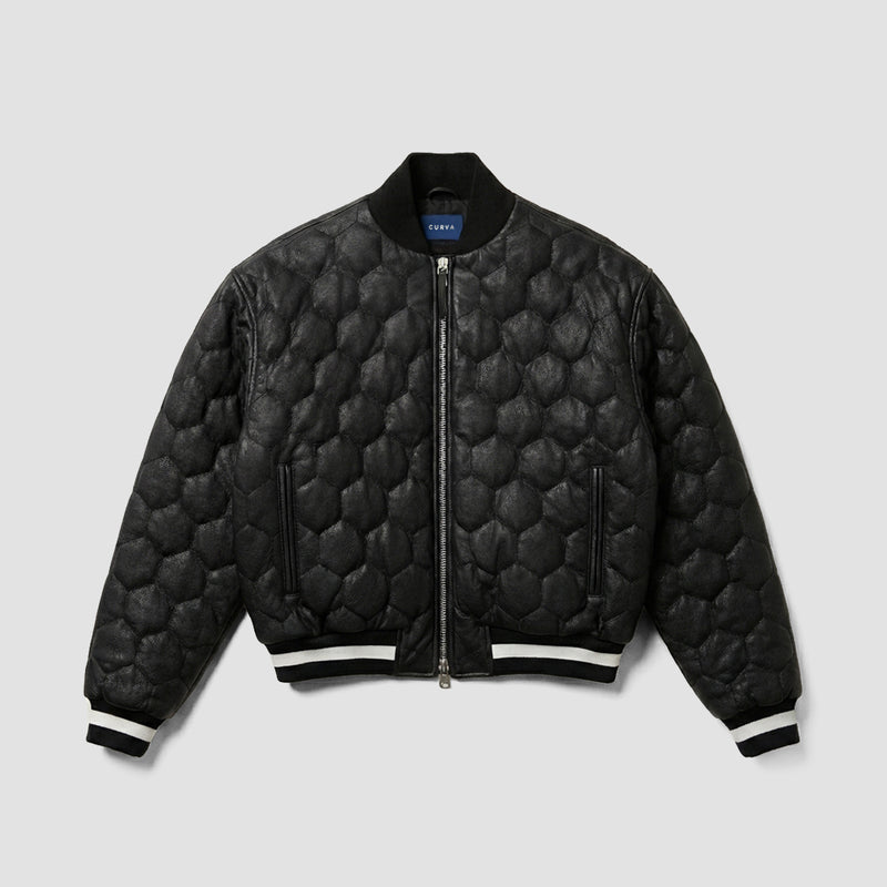 Curva Bomber Jacket Quilted Leather Black