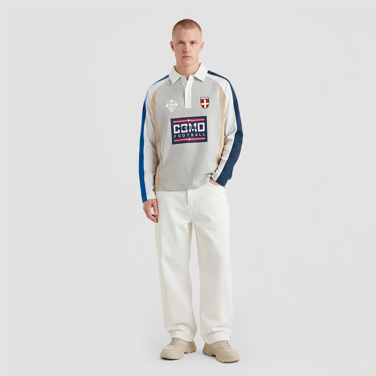 Curva Como 1907 Polo Manica Lunga Grigia