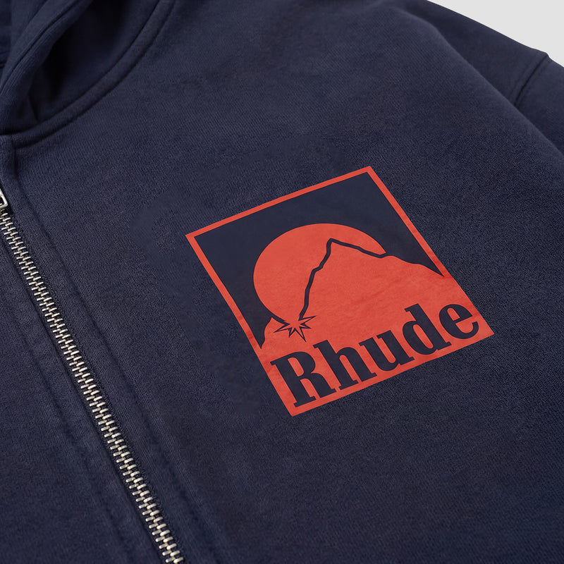 RHUDE Moonlight Badge Full Zip Hoodie Navy