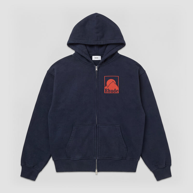 RHUDE Moonlight Badge Full Zip Hoodie Navy