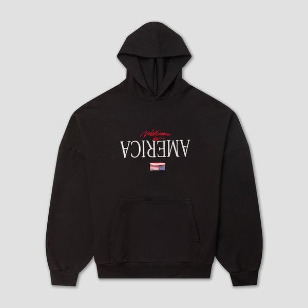 Willy Chavarria Welcome To America Hooligan Hoodie - Black Beauty