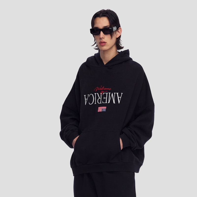 Willy Chavarria Welcome To America Hooligan Hoodie - Black Beauty