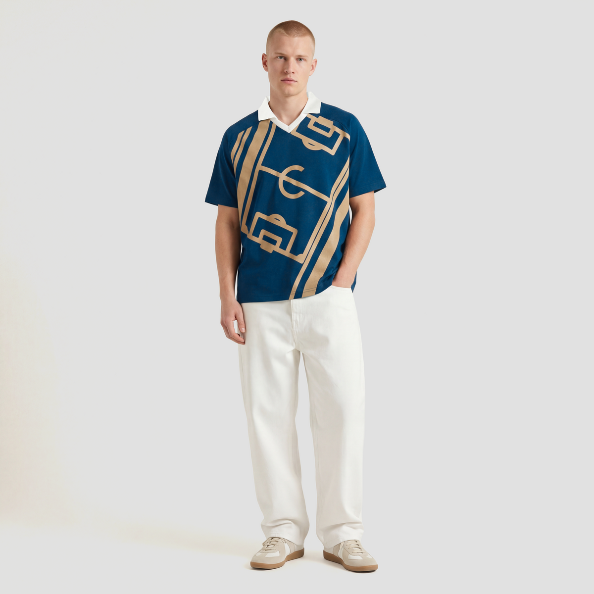 Curva Campo da Calcio Polo Manica Corta Navy