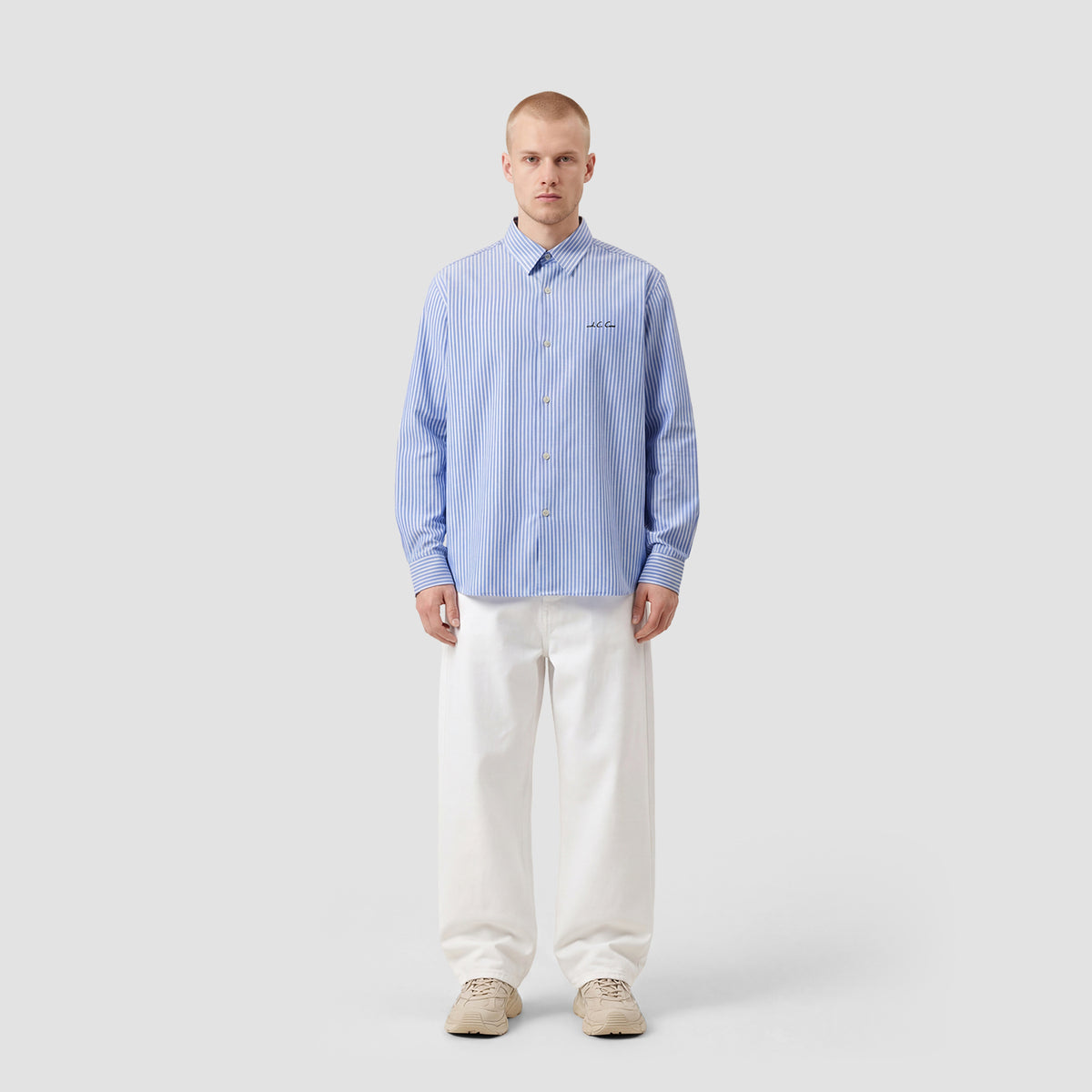 Curva Poplin Manica Lunga Azzurro Chiaro