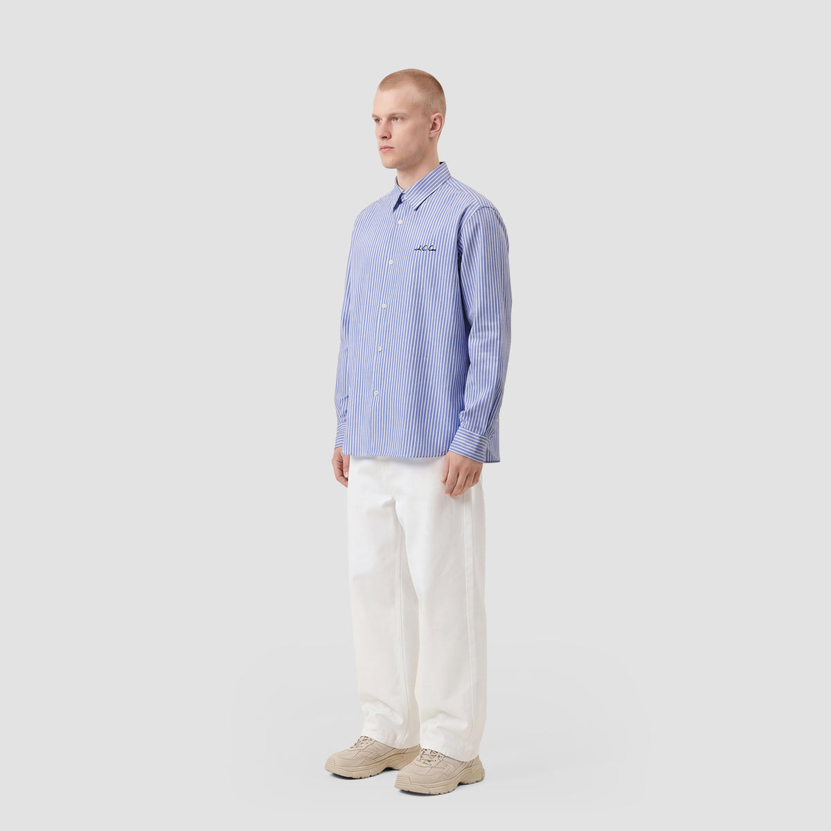 Curva Poplin Manica Lunga Azzurro Chiaro