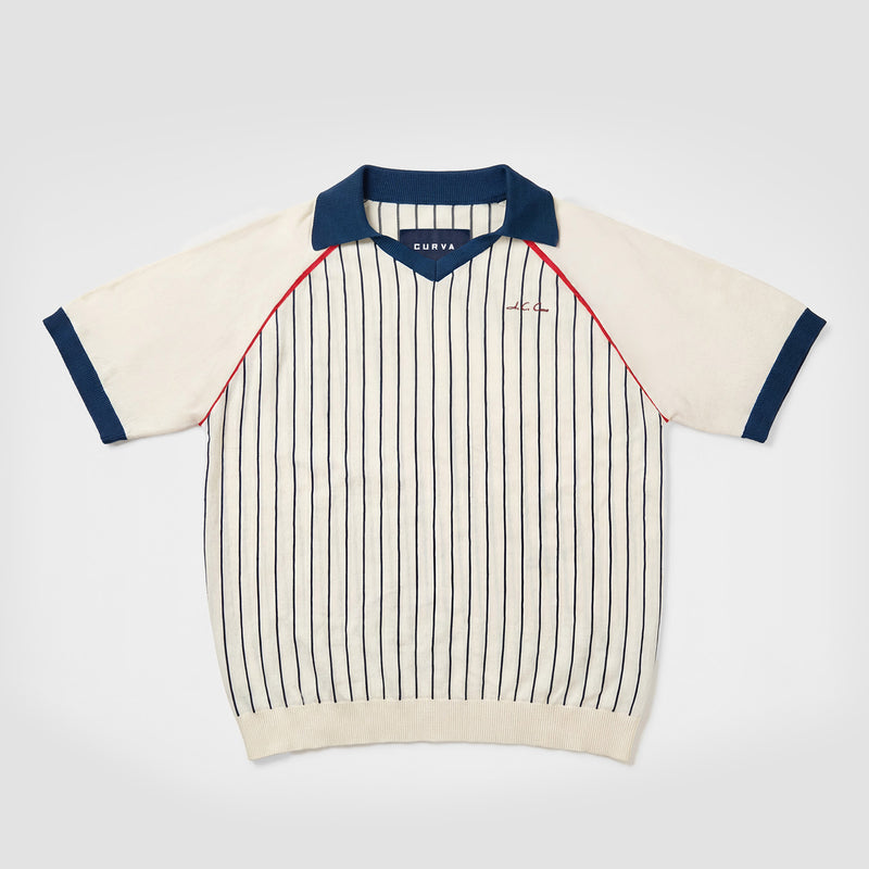 Curva Knit Polo Manica Corta Avorio