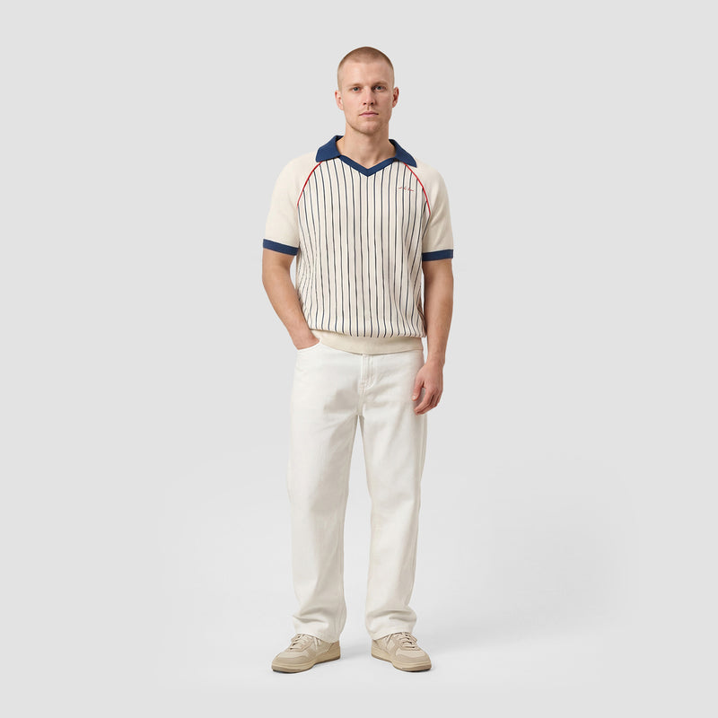 Curva Knit Polo Manica Corta Avorio