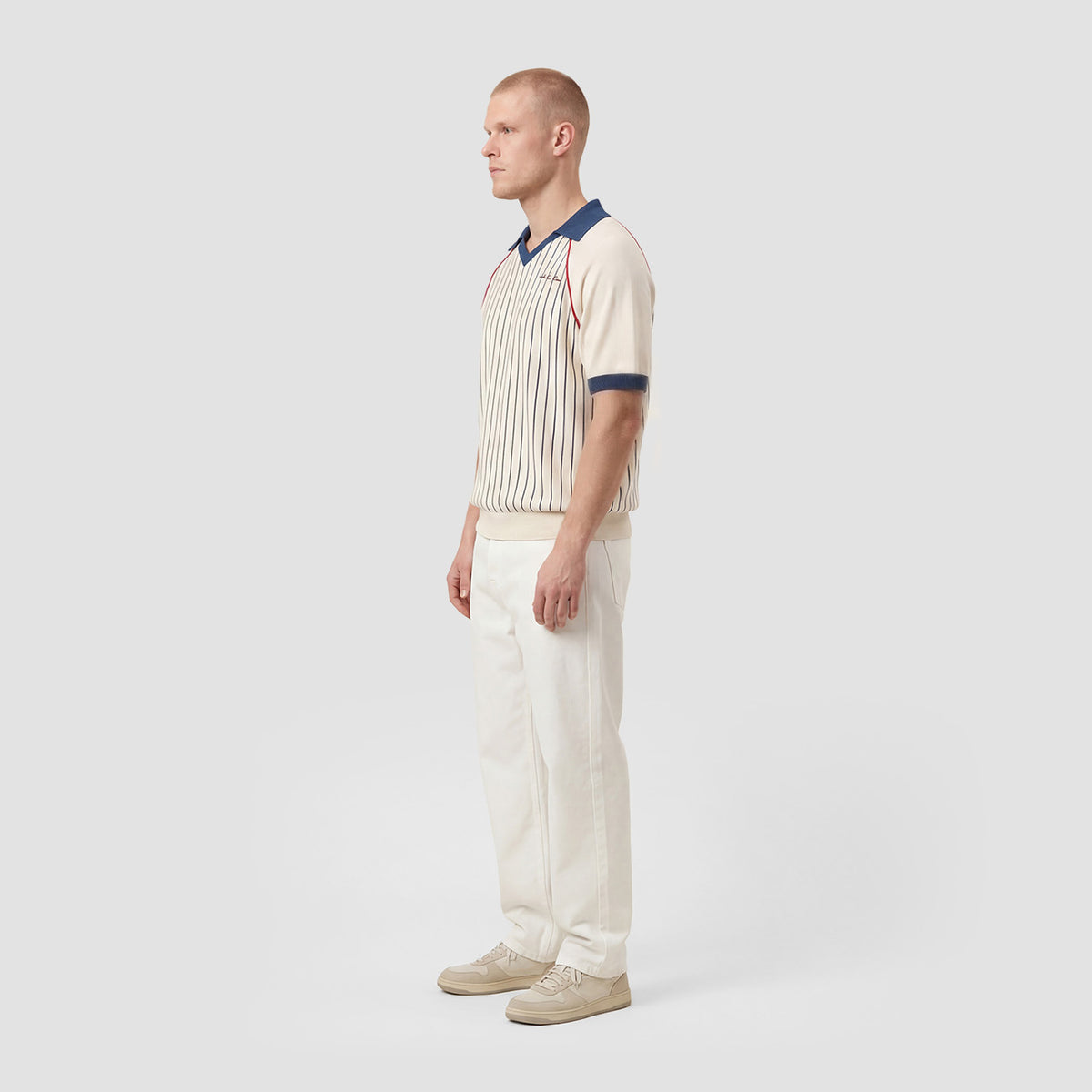 Curva Knit Polo Manica Corta Avorio