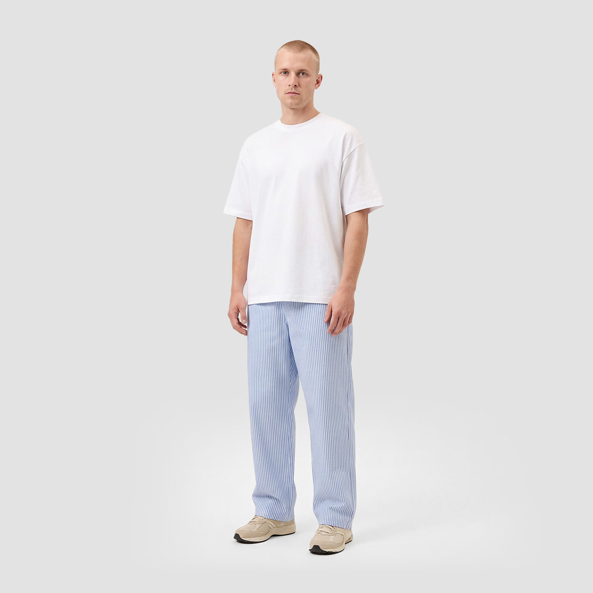 Curva Poplin Pantaloni Azzurro Chiaro