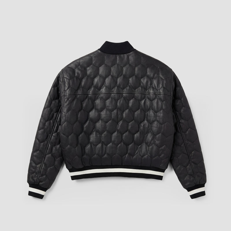 Curva Bomber Jacket Quilted Leather Black