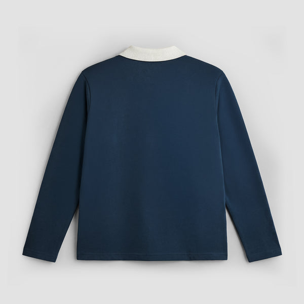 Curva Campo Da Calcio Polo Manica Lunga Navy