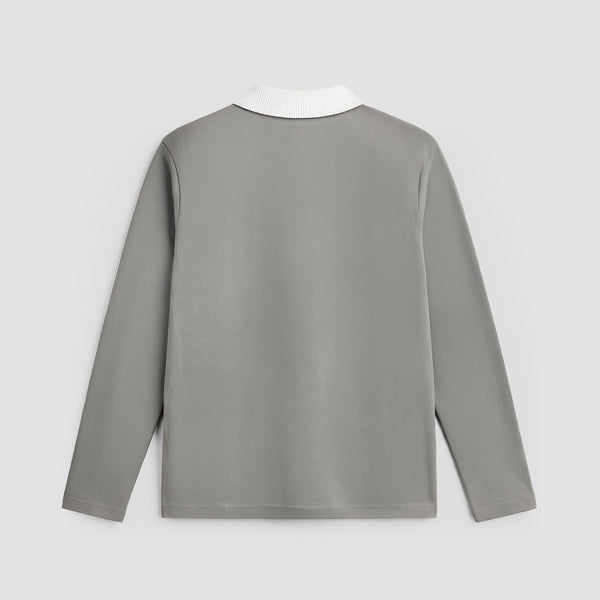 Curva Campo Da Calcio Polo Manica Lunga Grigia