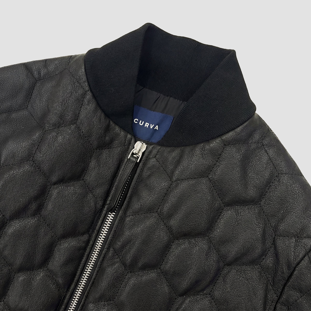 Curva Bomber Jacket Quilted Leather Black